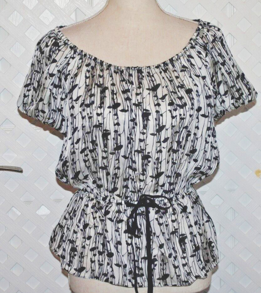 Milly of New York Printed Signature Silk Off the Shoulder Blouse Size 4 Milly of New York Printed Signature Silk Off the Shoulder Blouse Size 4