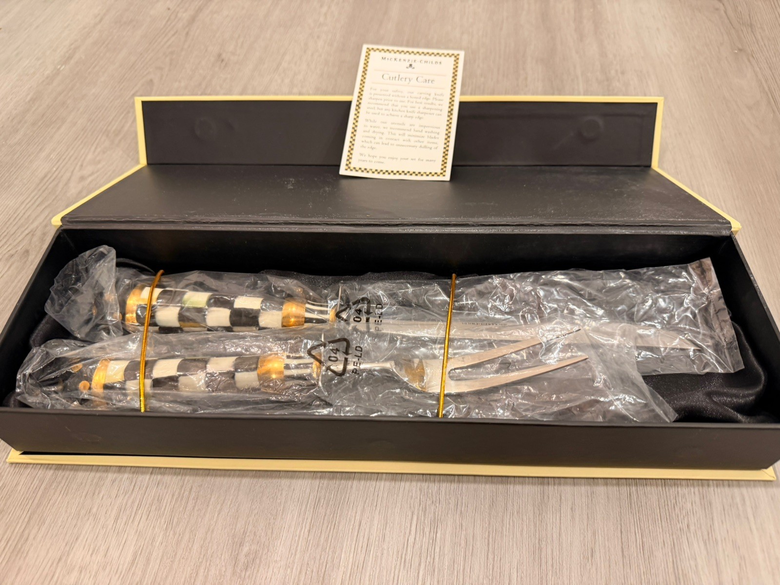 MacKenzie-Childs Courtly Check Roast Carving Set Knife Fork 11910-040 Retired 