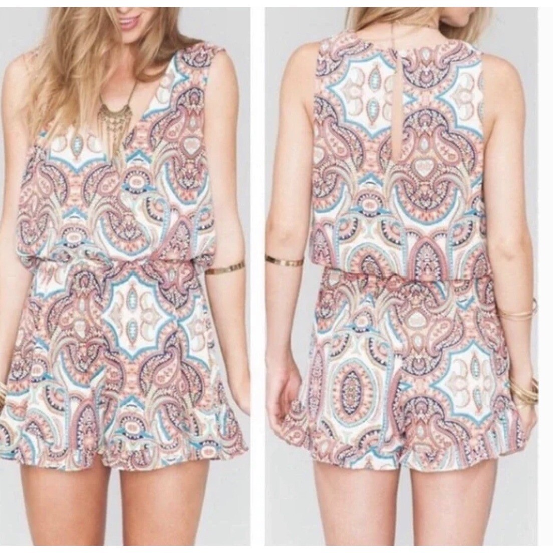 Show Me Your Mumu Riri Paisley Ruffle Hem Romper Size medium Show Me Your Mumu Riri Paisley Ruffle Hem Romper Size medium