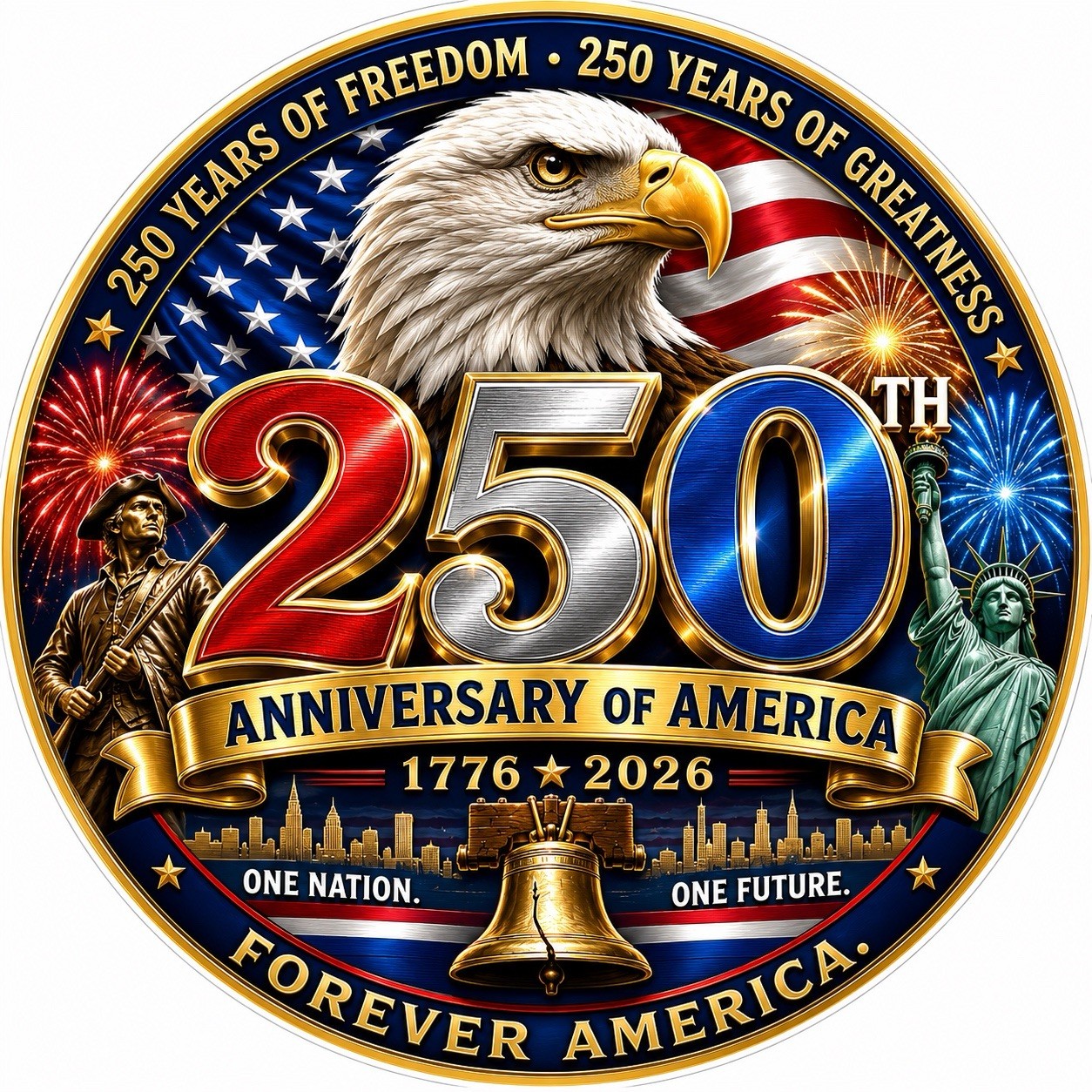 STICKER (BUY 2, GET 1 FREE) 250th of America vinyl glossy freedom  USA