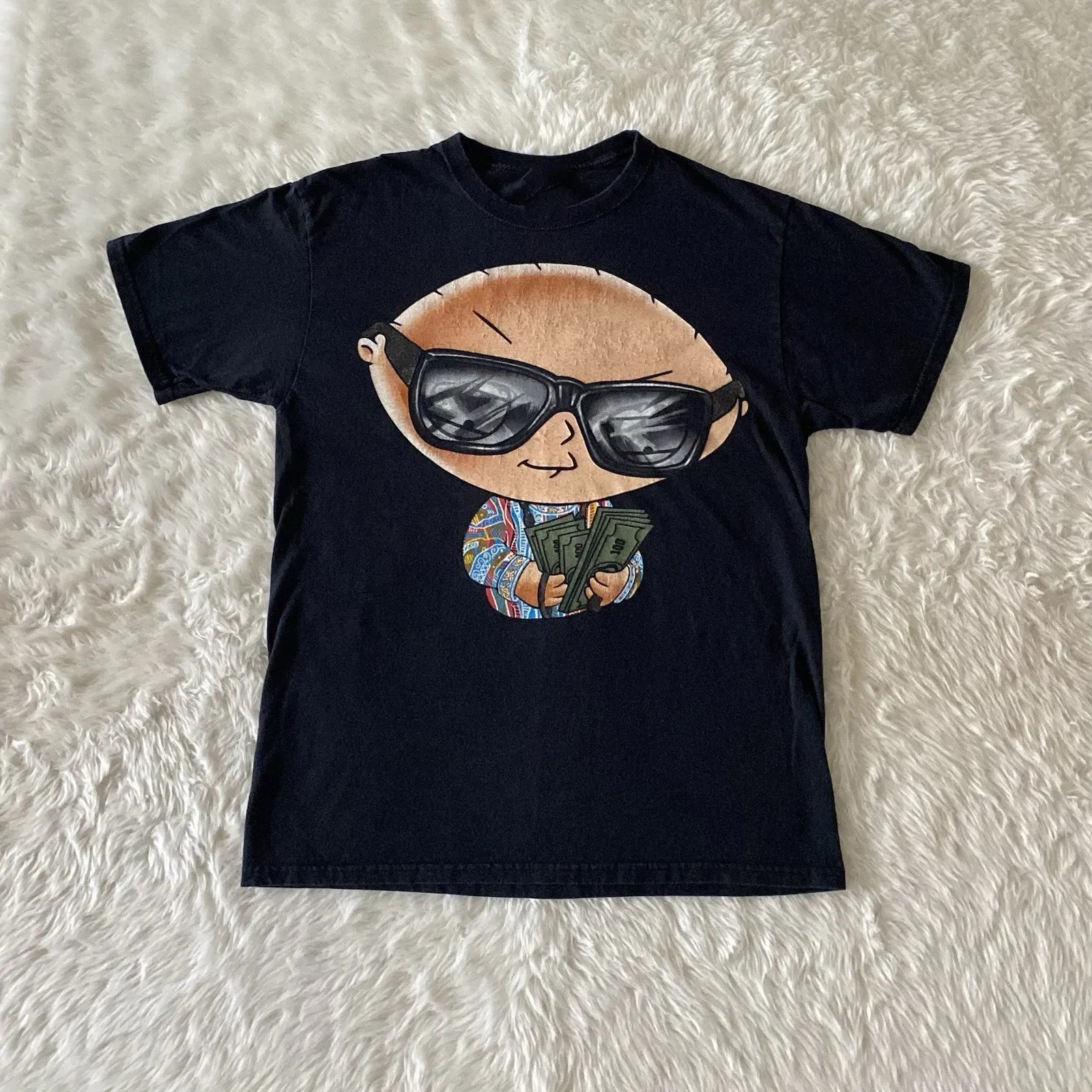 Vintage Family Guy Graphic Black Short Sleeve T-shirt Size S to 5XL BA579