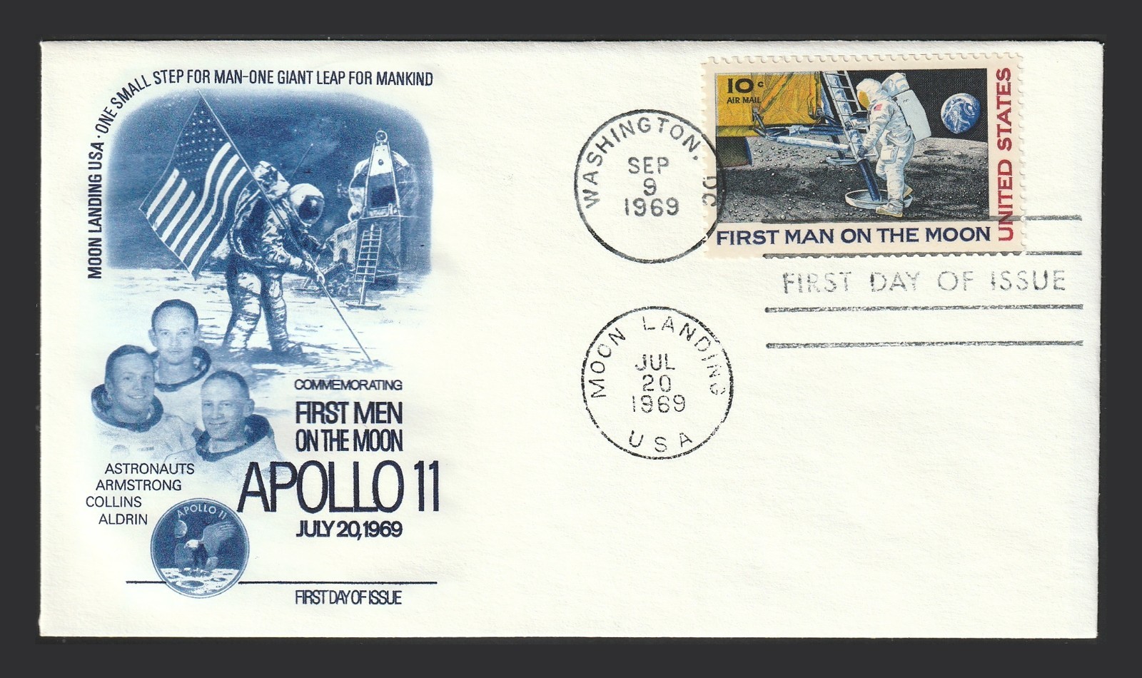 US FDC #C76 FLEETWOOD Cachet UA First Day Cover 1969 10c Moon Landing MC