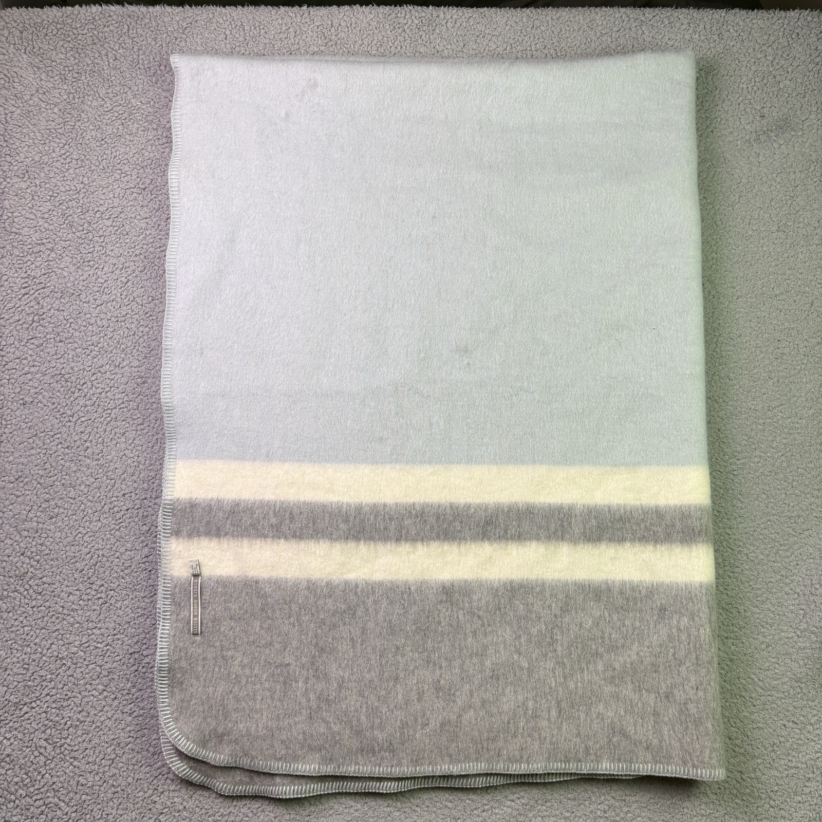 Alicia Adams Alpaca Canyon Throw Blanket Blue Gray Navy Wool Fringe 52 x 70