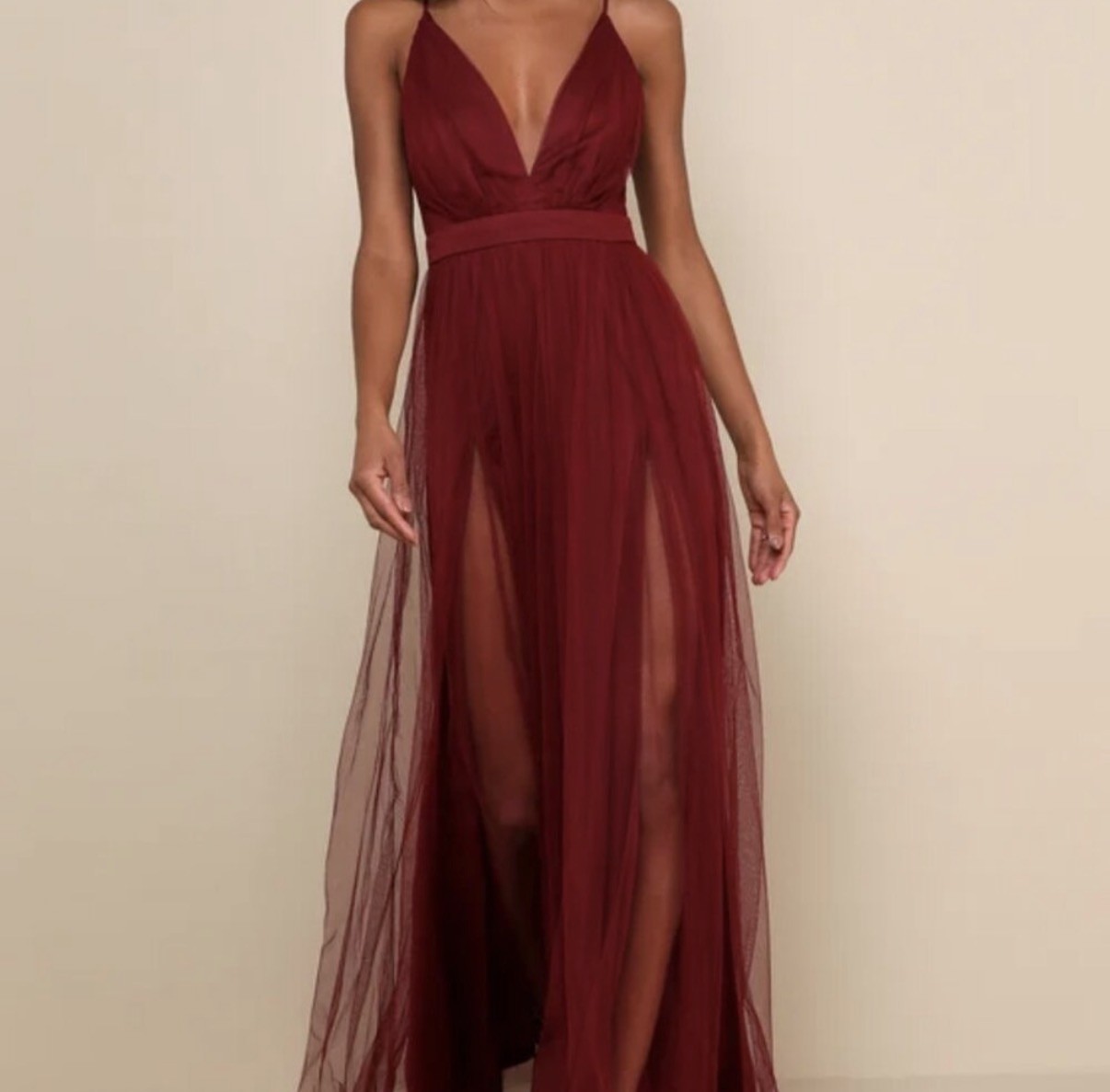 Lulus Rare Beauty Burgundy Formal Tulle Backless Maxi Dress Lulus Rare Beauty Burgundy Formal Tulle Backless Maxi Dress