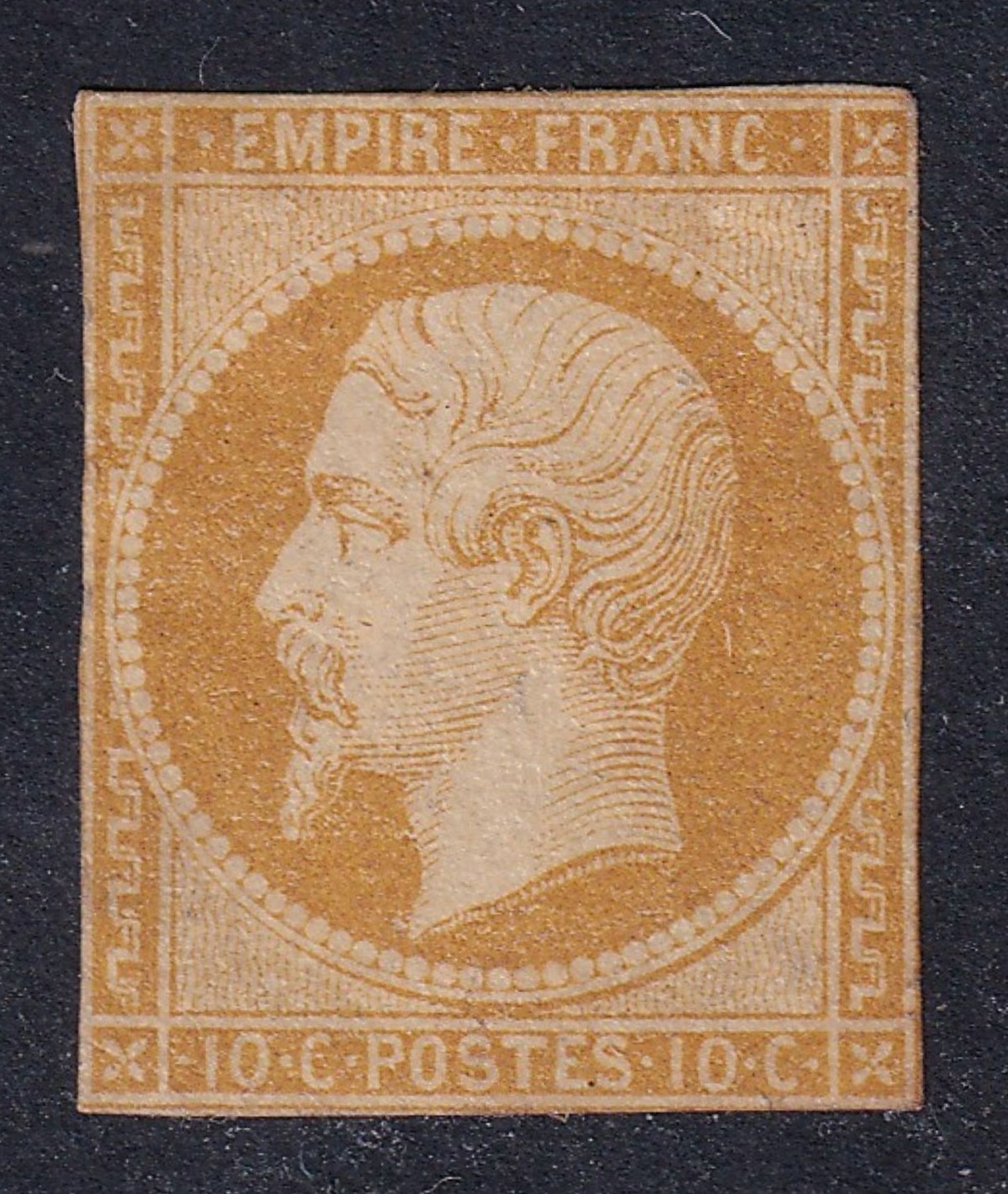 FRANCE 1857 Napoleon III 10c Die I SG 49 MH/* (CV £650)