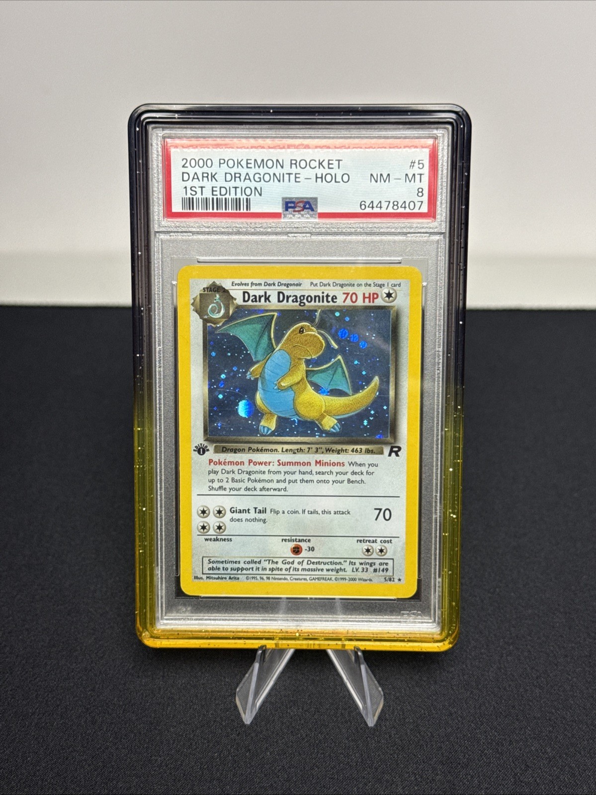 2000 POKEMON ROCKET 1ST EDITION #5 DARK DRAGONITE-HOLO PSA 8