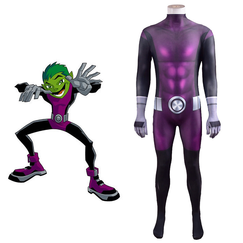 Beastboy Teen Titans Jumpsuit Superhero Cosplay Costume For Adult Kids Halloween