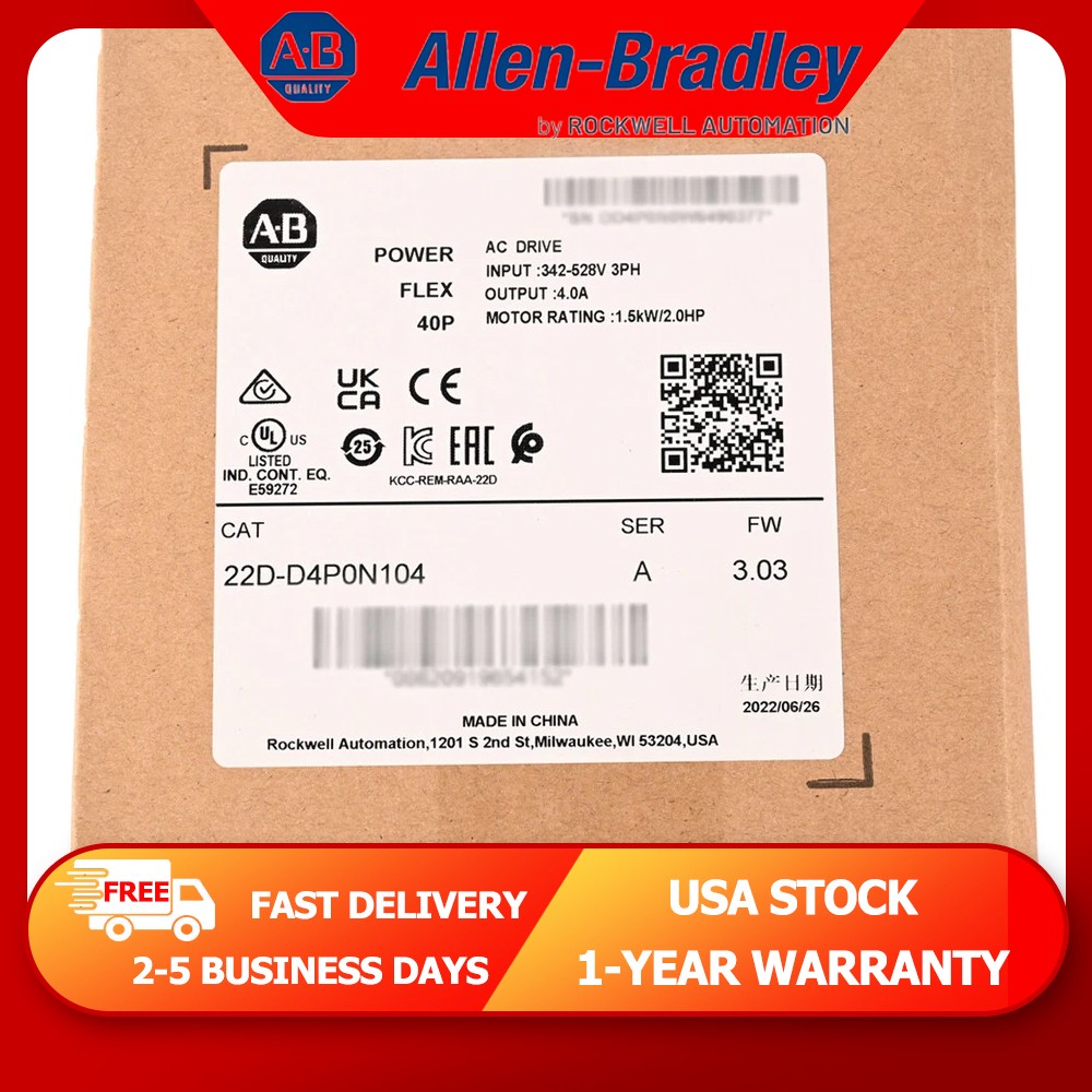 NEW AB 22D-D4P0N104 PowerFlex 40P- 1.5 kW (2 HP) AC Drive US Same Day Ship