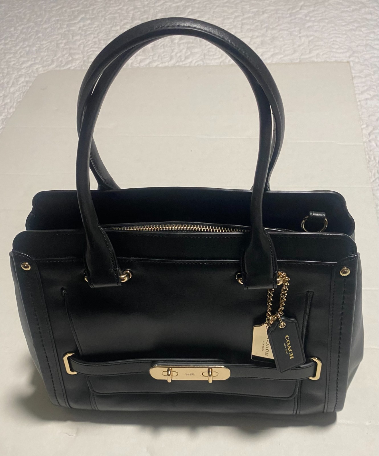 NEW Coach Large Black / Gold  Gallery Tote Leather  Bag NEW