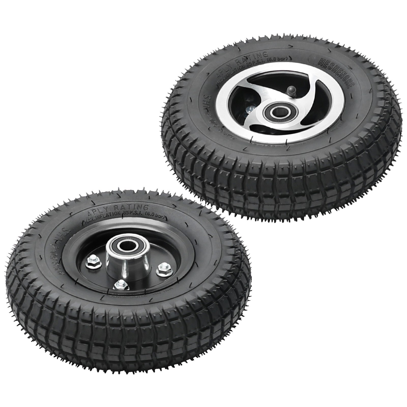 Two 9x3.50-4 Front Wheel Tire Rim Bearing Assembly Buggy Mower Scooter Mobility Two 9x3.50-4 Front Wheel Tire Rim Bearing Assembly Buggy Mower Scooter Mobility