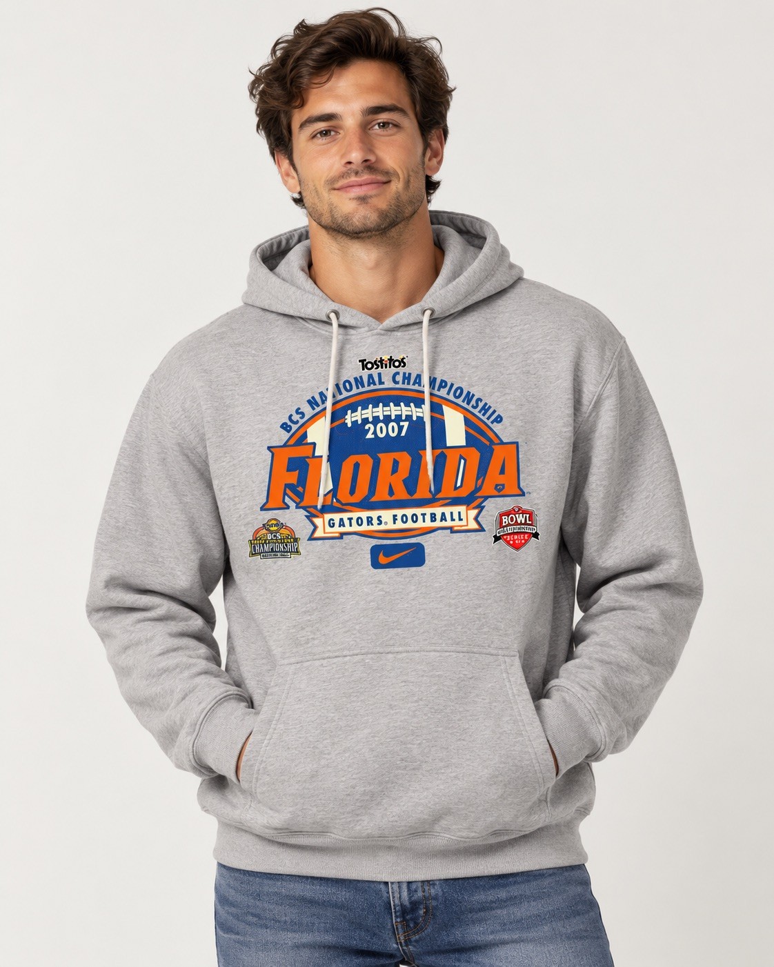 Nike Team Florida Gators 2007 BCS National Championship Hoodie XL Gray NCAA