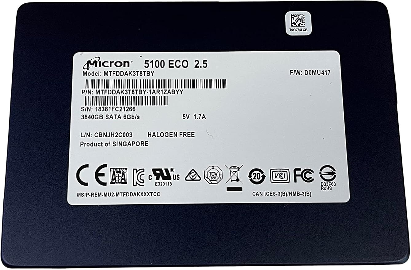 Micron 5100 ECO 3.84TB SATA 6Gb/s 2.5 Micron 5100 ECO 3.84TB SATA 6Gb/s 2.5