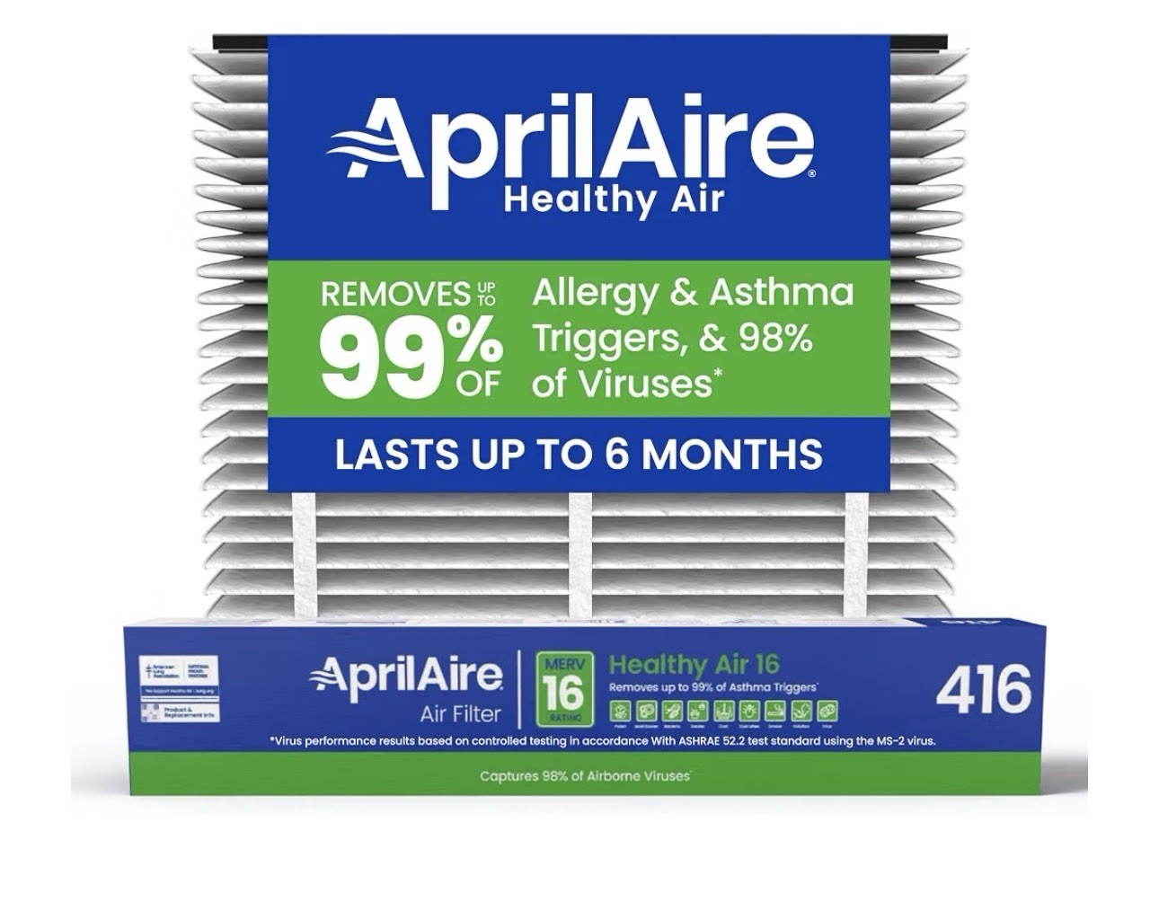 AprilAire 416 16x25x4 MERV 16 Pleated Filter for Models 1410, 1610, 2410 AprilAire 416 16x25x4 MERV 16 Pleated Filter for Models 1410, 1610, 2410