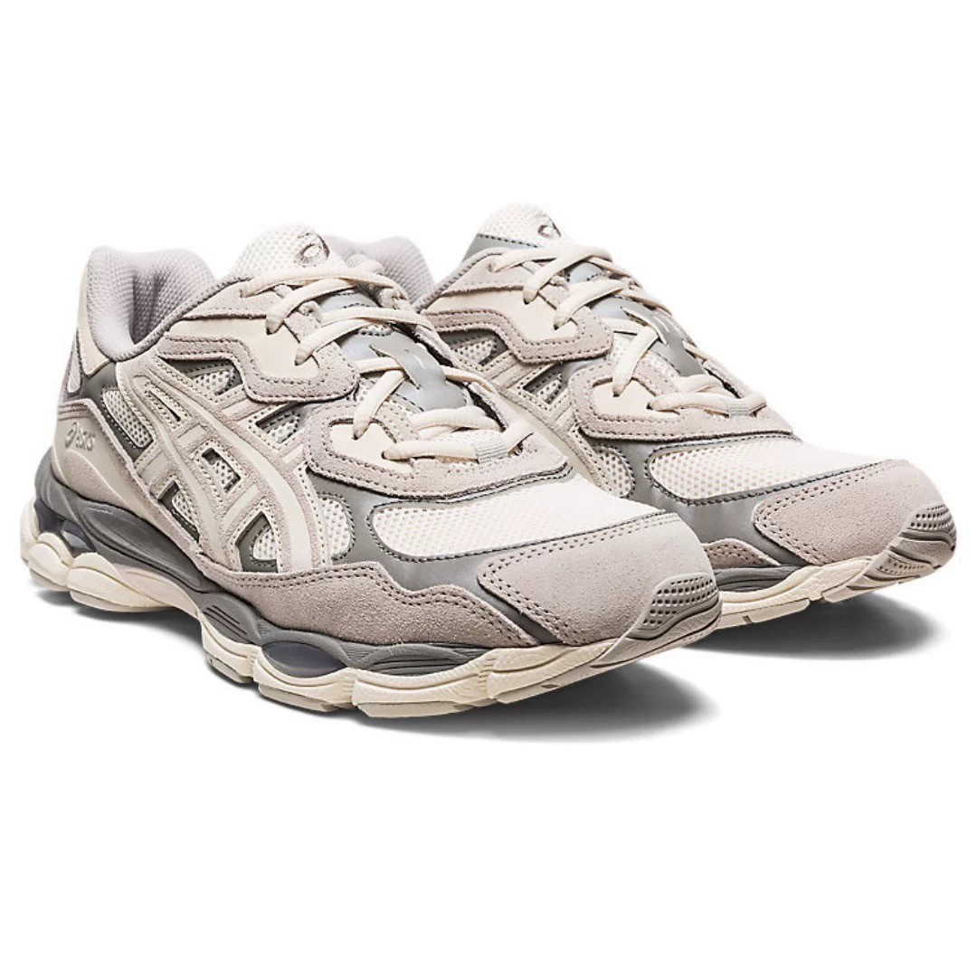 Men\'s 1201A789-103 Asics GEL-NYC Grey Cream Charcoal Grey Ivory Beige shoes 