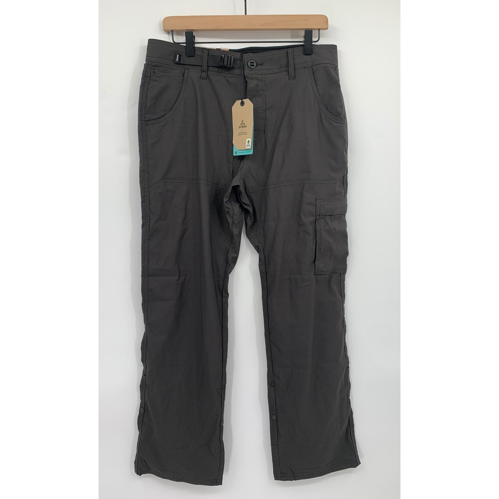 Prana Pants Mens 31x30 Gray Stretch Zion Pant II Straight Leg Hiking Cargo NEW