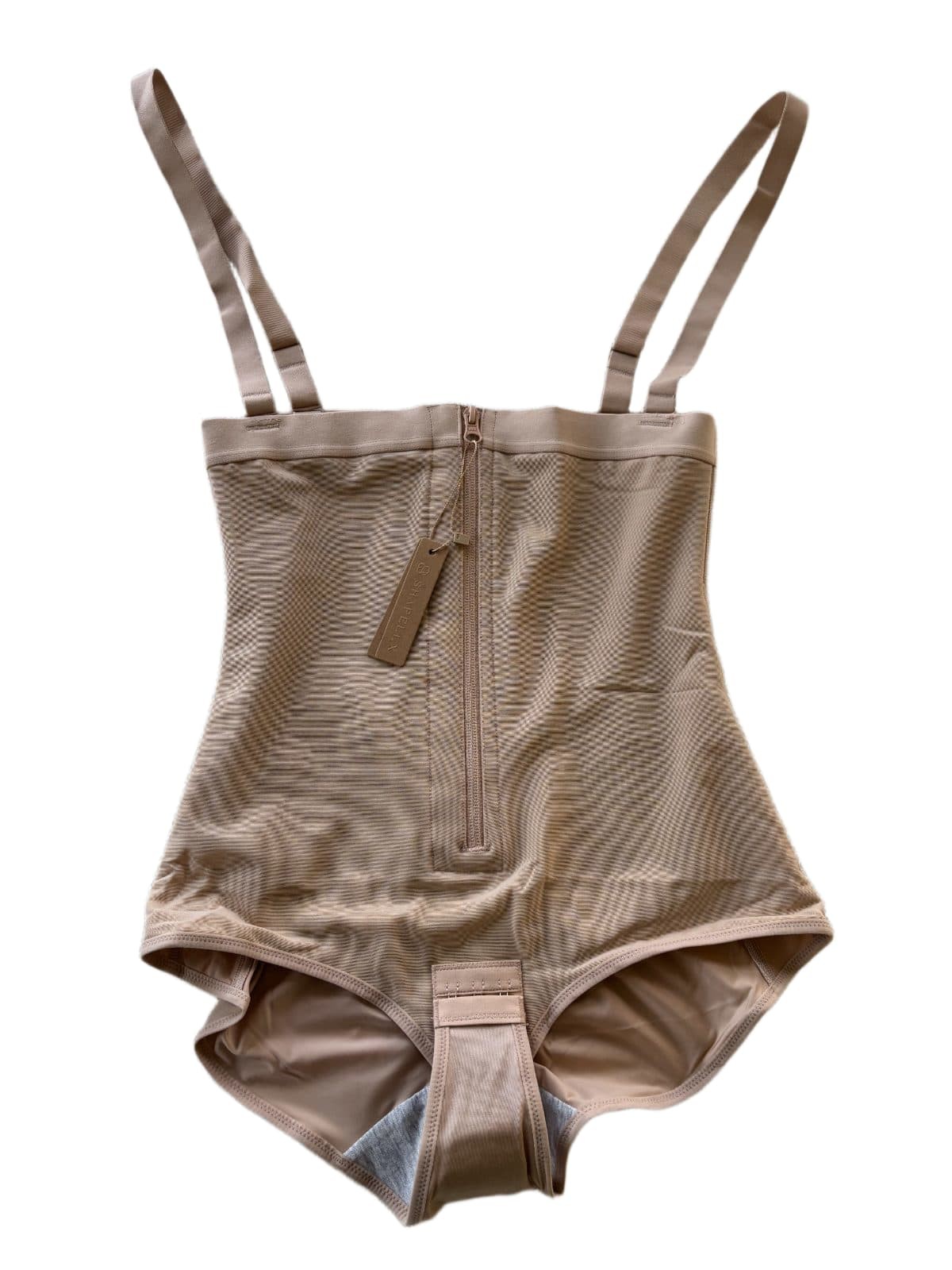 Shapellx Bodysuit Shapewear XL Nude Zip Front Tummy Control Body Shaper NWT