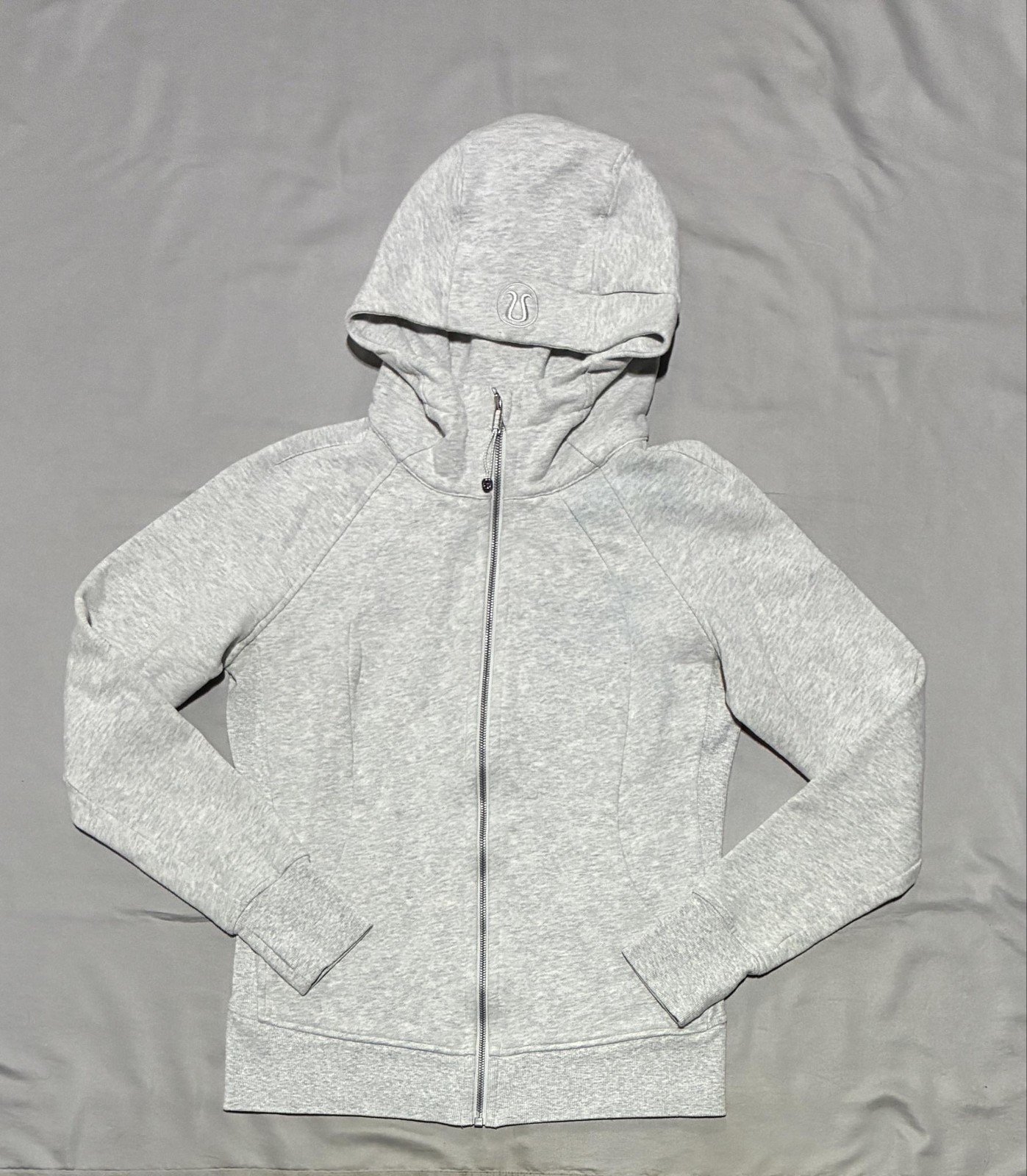 Lululemon Scuba Hoodie Womens 10 Gray Full Zip Fleece Pockets Logo Jacket