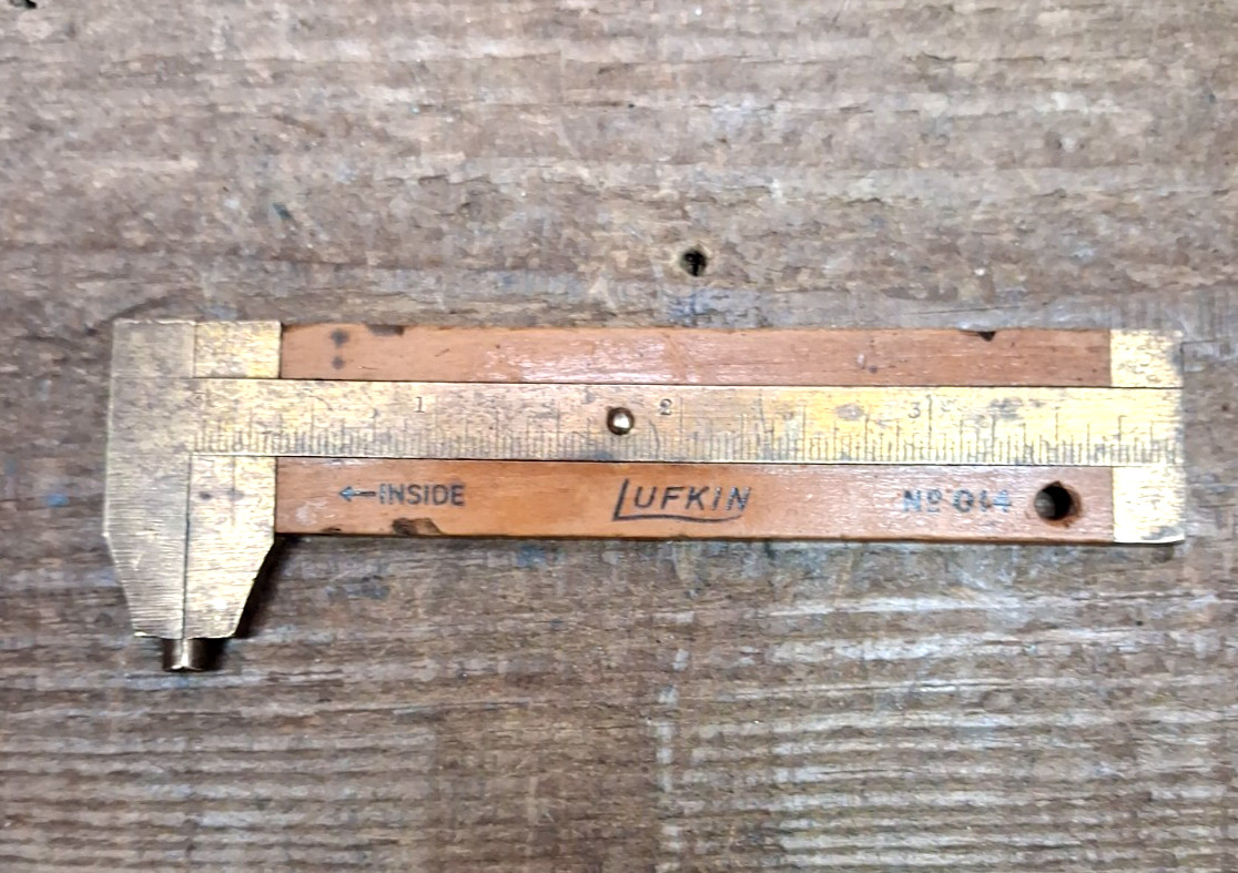 Vintage LUFKIN Boxwood & Brass Caliper Ruler NO. 014