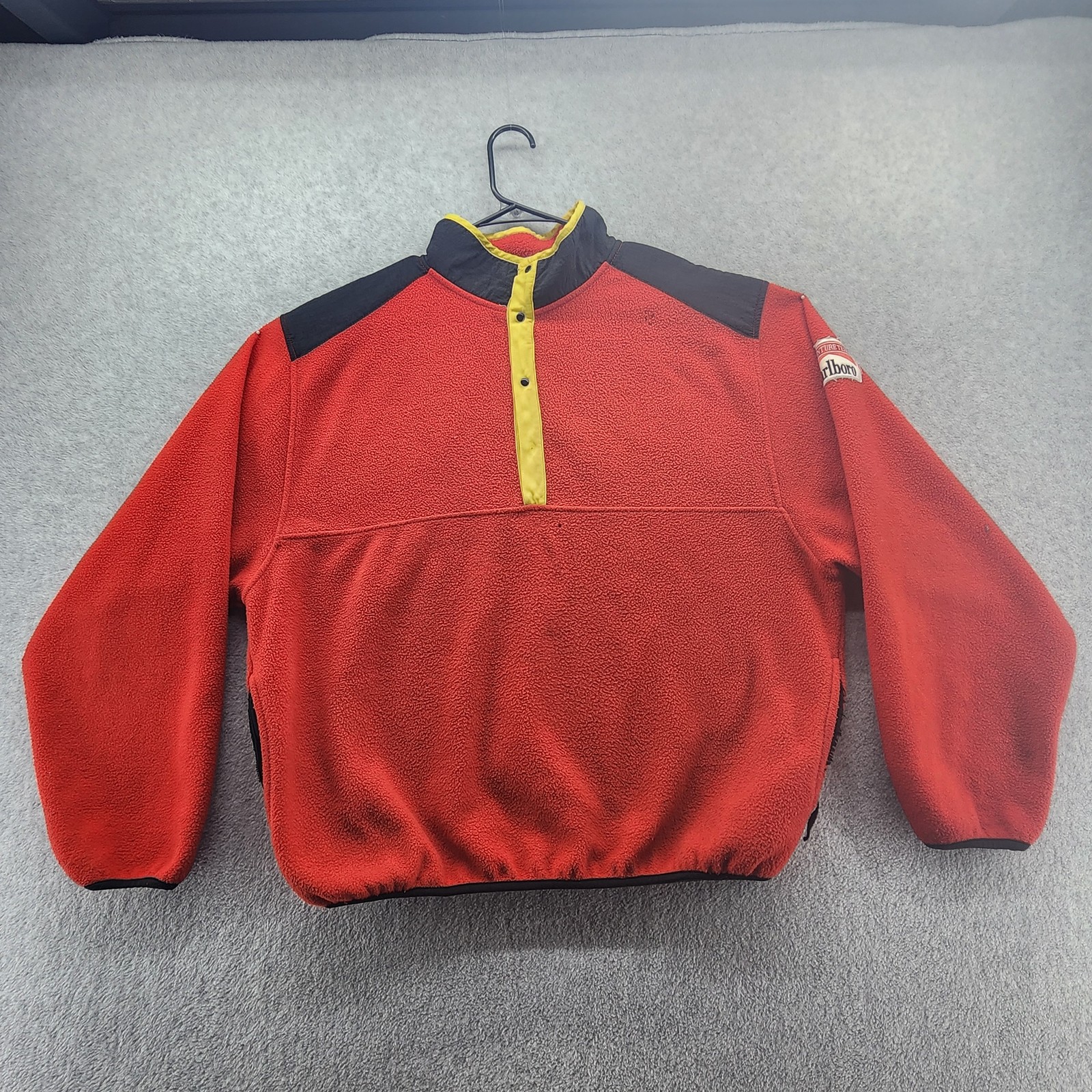 Vintage Marlboro Adventure Team Pullover Mens Large Fleece Snap 90s Jacket
