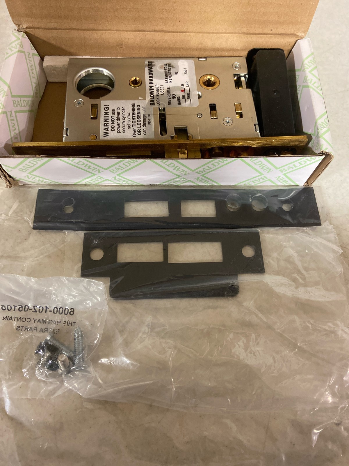Baldwin 6321.190.L Satin Black Left Handleset & Knob Mortise Lock, 2-1/2\