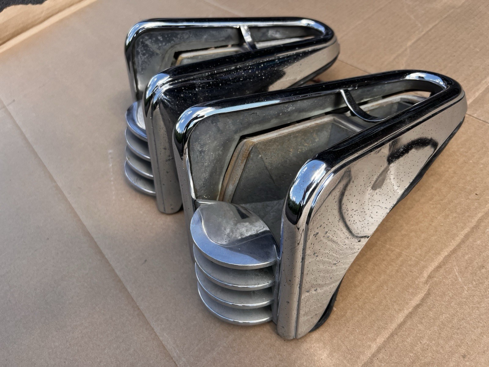 1958 Mercury Monterey - OEM Taillight Housing Pair - RH LH - Chrome Tail Light