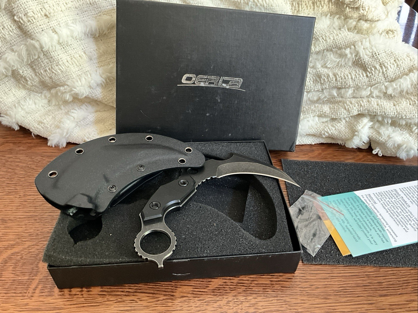 Ol0019be Double Edge Karambit Tactical Knife Full Tang 420hc Stonewashed Stainle