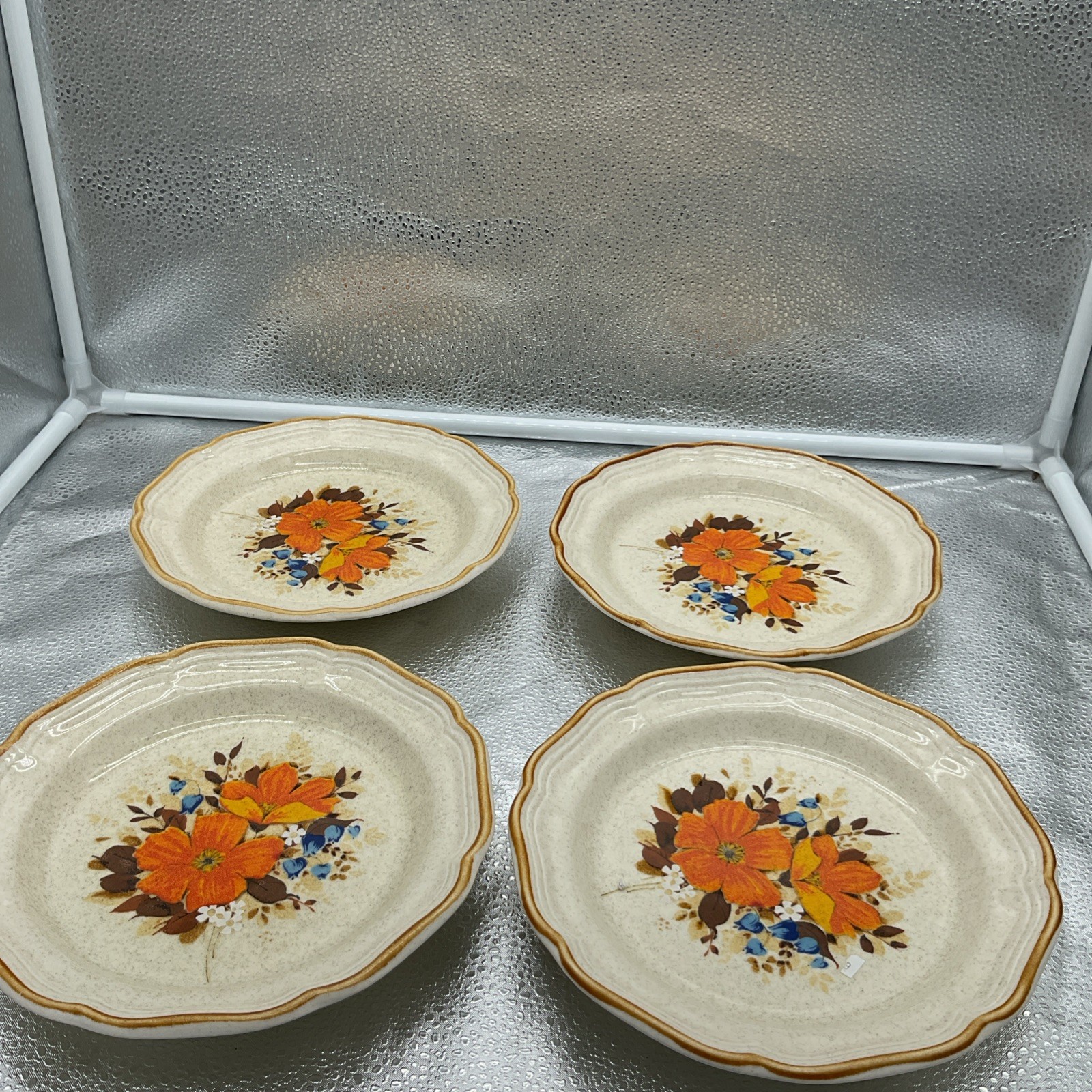 Mikasa Garden Club Flowerfest Salad Plates 8” Set Of 4 EC452 Vintage 1970s Retro