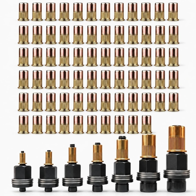 77PCS Carbon Steel Rivnut Kit - Rivet Nut Mandrel Set M3-M12 USA
