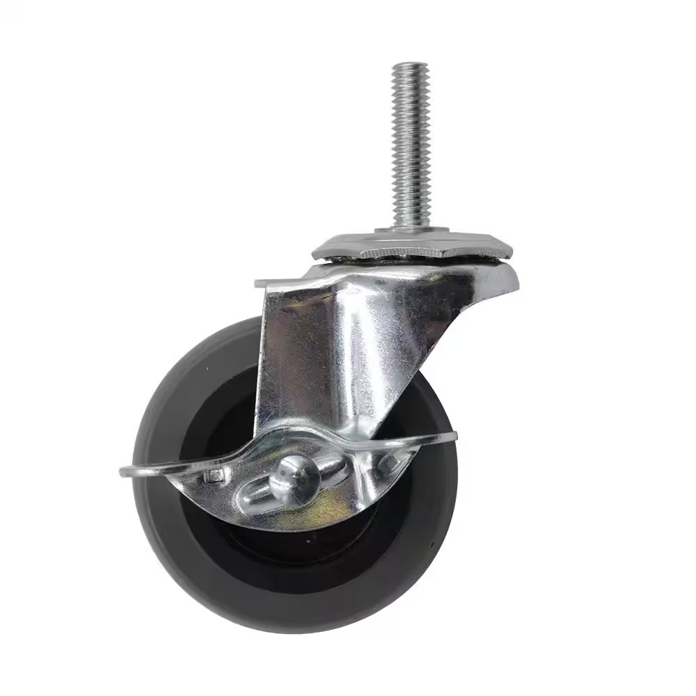8PK Everbilt 3 inch Threaded Stem with Brake Non-Marking Rubber Caster Wheel 8PK Everbilt 3 inch Threaded Stem with Brake Non-Marking Rubber Caster Wheel