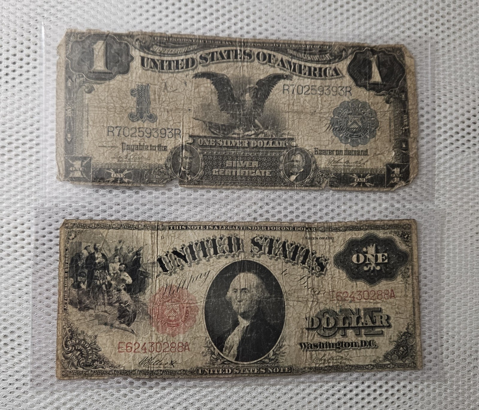 Large Size Note Set 1899 / 1917 $1 Black Eagle Silver Certificate / US Note