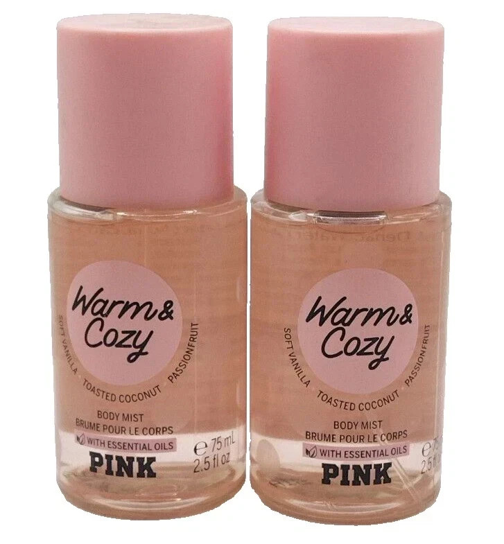 2X Victoria\'s Secret PINK Warm & Cozy Body Mist With Essential Oils 2.5 fl oz