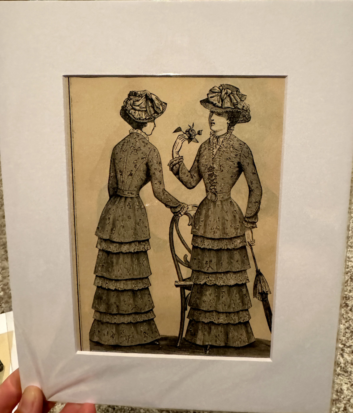 Antique Late Victorian Fashion Print Double Sided 