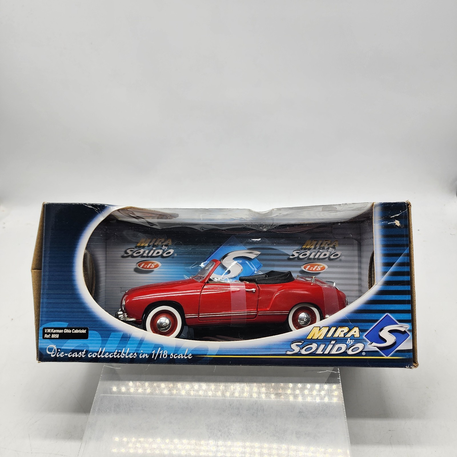 3A Mira Solido 1/18 Volkswagen VW Karmann Ghia Cabriolet Red Diecast Car 8058 
