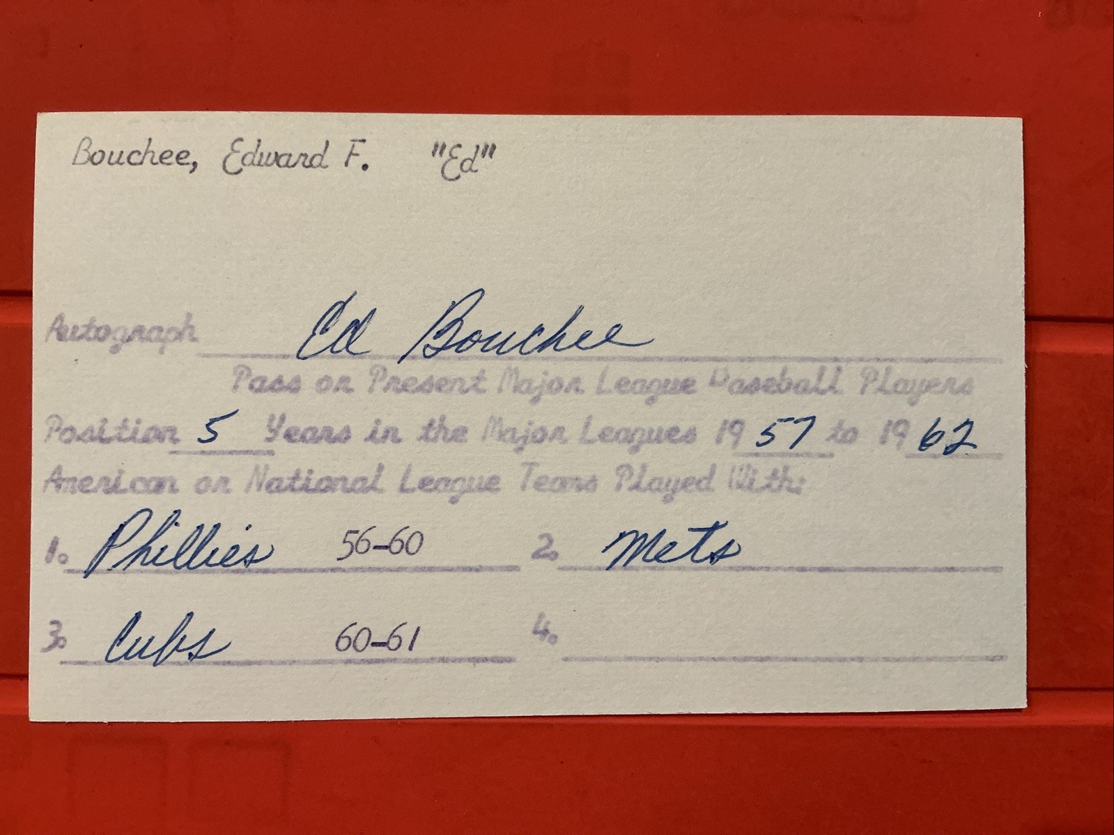 Ed Bouchee π₯π₯π₯π₯MLB:1956 Philadelphia Phillies π₯π₯π₯π₯π₯π₯π₯π₯Autographπ§’ Ed Bouchee π₯π₯π₯π₯MLB:1956 Philadelphia Phillies π₯π₯π₯π₯π₯π₯π₯π₯Autographπ§’