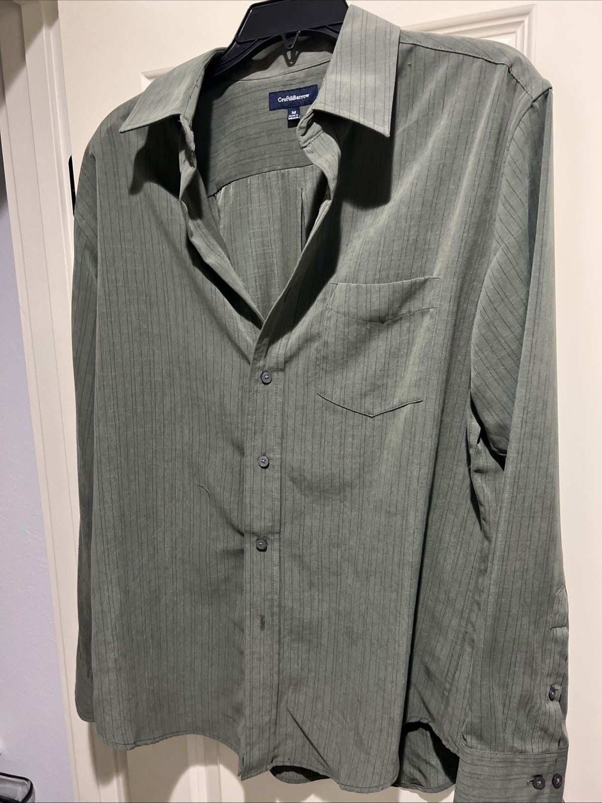 Croft & Barrow Men\'s Long Sleeve Button-Up Shirt Size Medium Green
