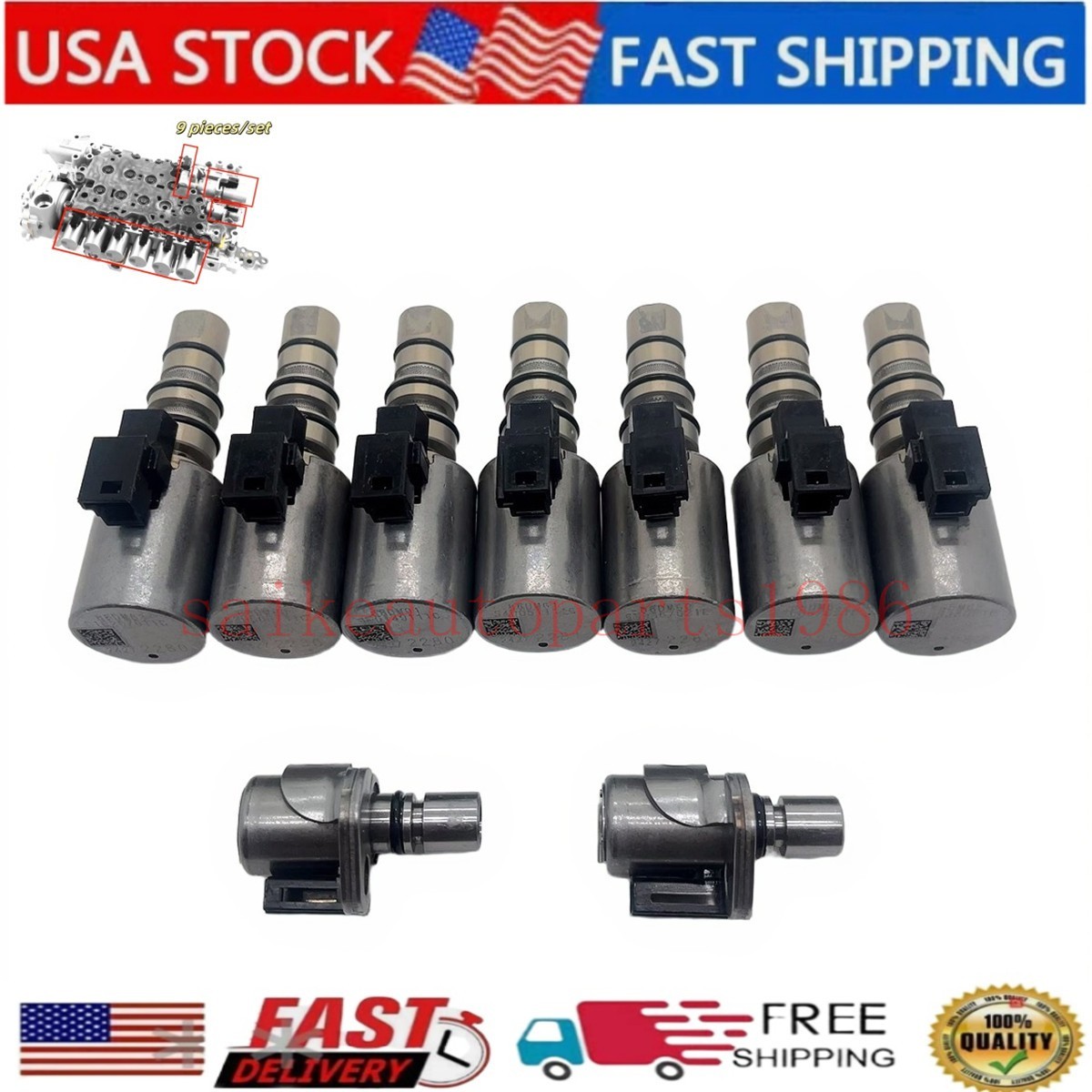 9X NEW 8L45 8L90 VALVE BODY SOLENOID FOR 2015-2020 CADILLAC CTS ATS ESCALADE CT6
