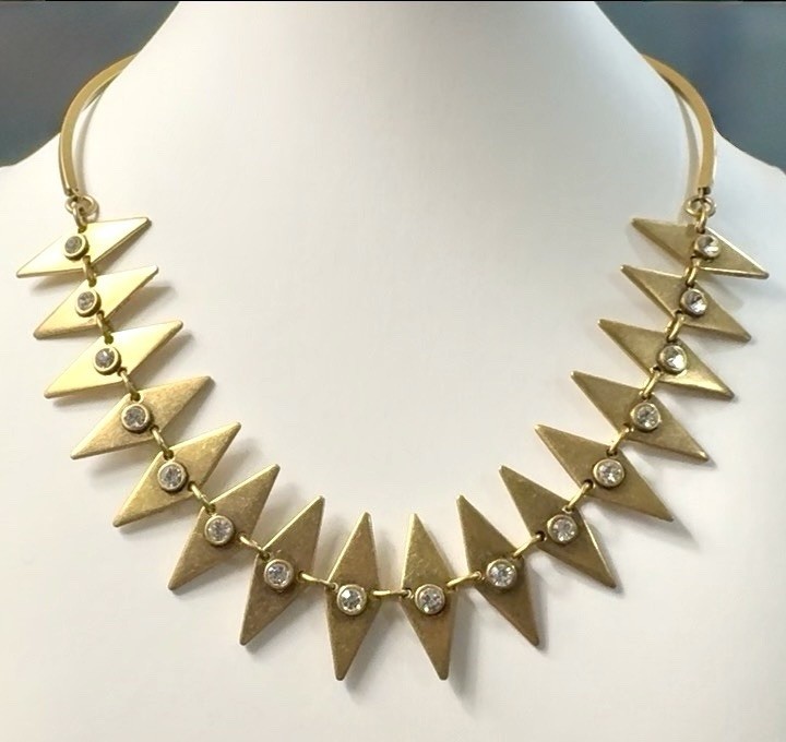 J. Crew Gold Tone Geometric and Crystal Statement Collar Necklace J. Crew Gold Tone Geometric and Crystal Statement Collar Necklace