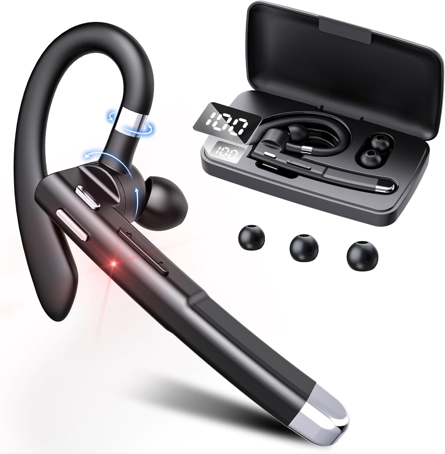 Bluetooth Headset - Wireless Bluetooth Earpiece with Charging Case,120H Playback Bluetooth Headset - Wireless Bluetooth Earpiece with Charging Case,120H Playback