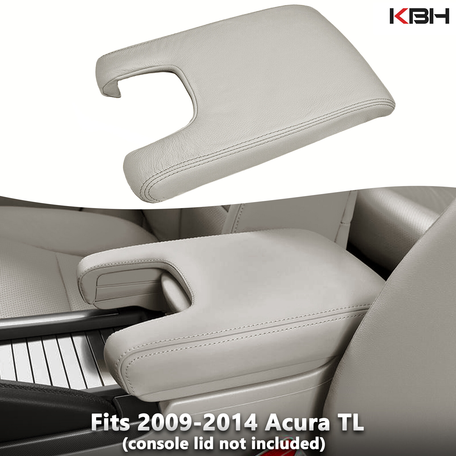 Fits 2009-2014 Acura TL Vinyl Leather Console Lid Armrest Cover Taupe Gray