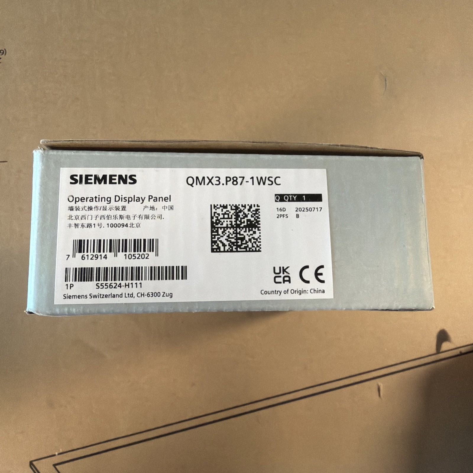 New Siemens QMX3.P87-1WSC S55624-H111 Fume Hood Operator Operating Display Panel