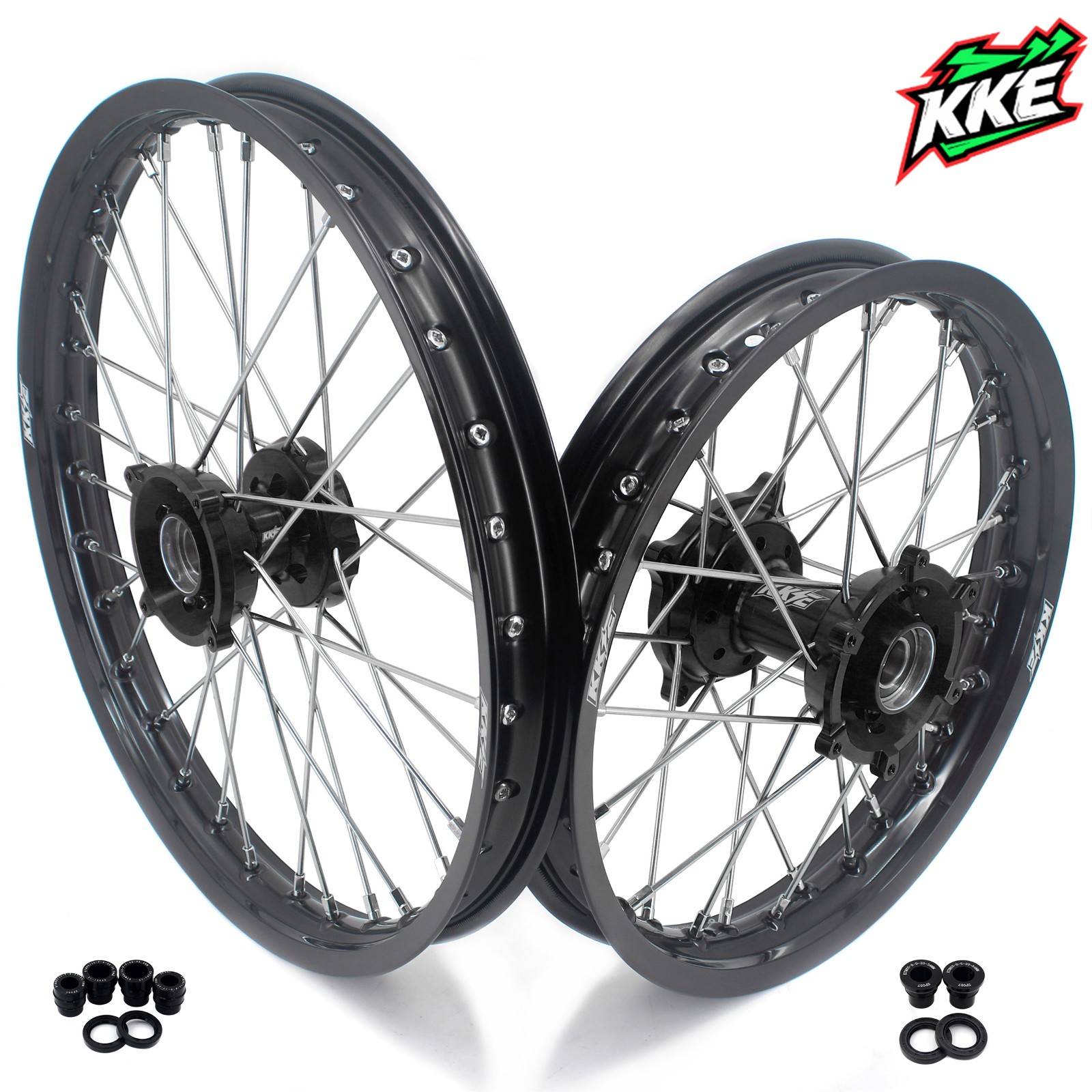 KKE 17/14 Small Wheels fit KTM SX 85 Husqvarna TC85 2025-2026 Kid Rims Black Hub KKE 17/14 Small Wheels fit KTM SX 85 Husqvarna TC85 2025-2026 Kid Rims Black Hub