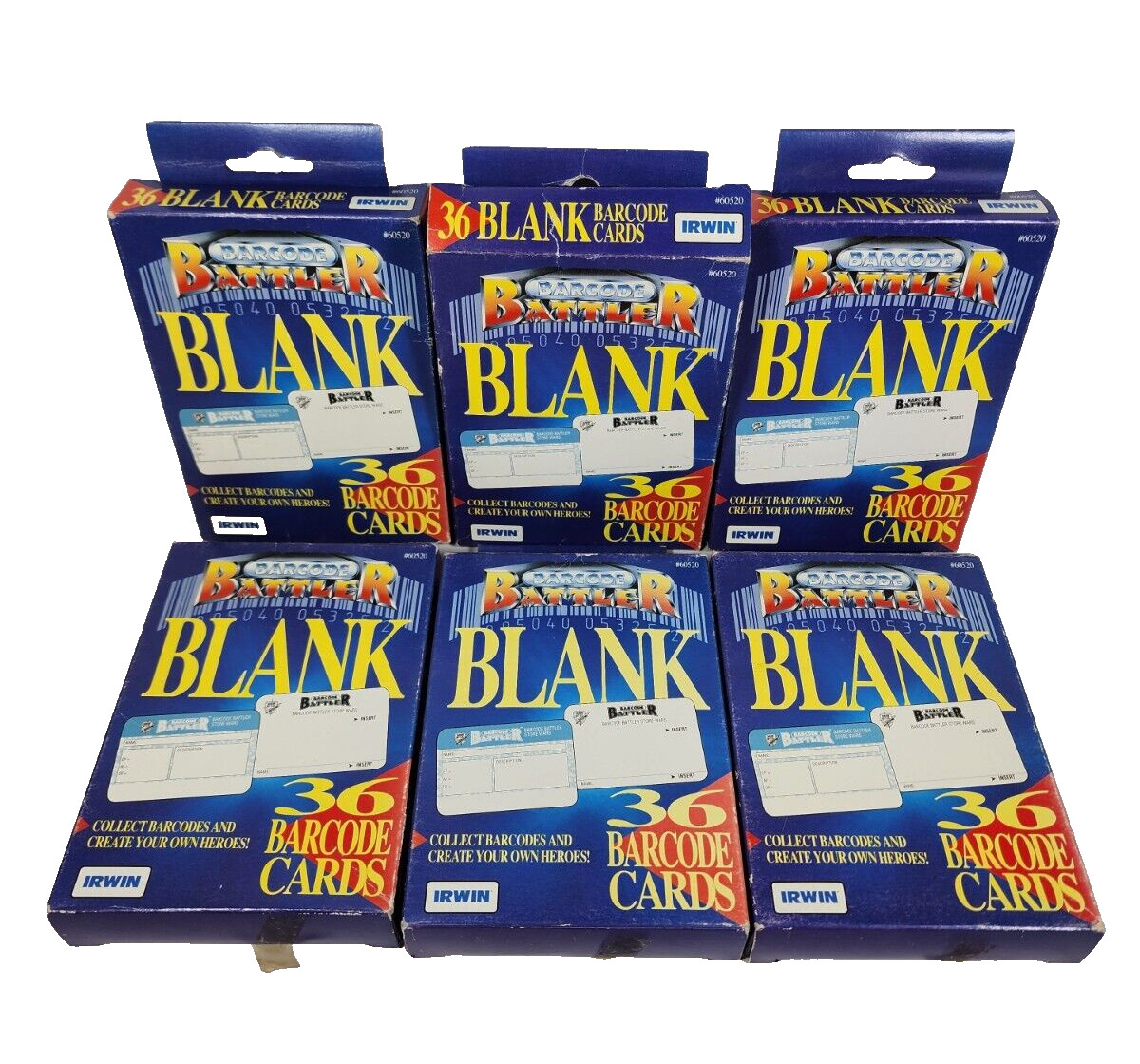 Barcode Battler Blank 36 Barcode Cards Pack Lot of 6 NEW 1992 Irwin Epoch Vtg Barcode Battler Blank 36 Barcode Cards Pack Lot of 6 NEW 1992 Irwin Epoch Vtg