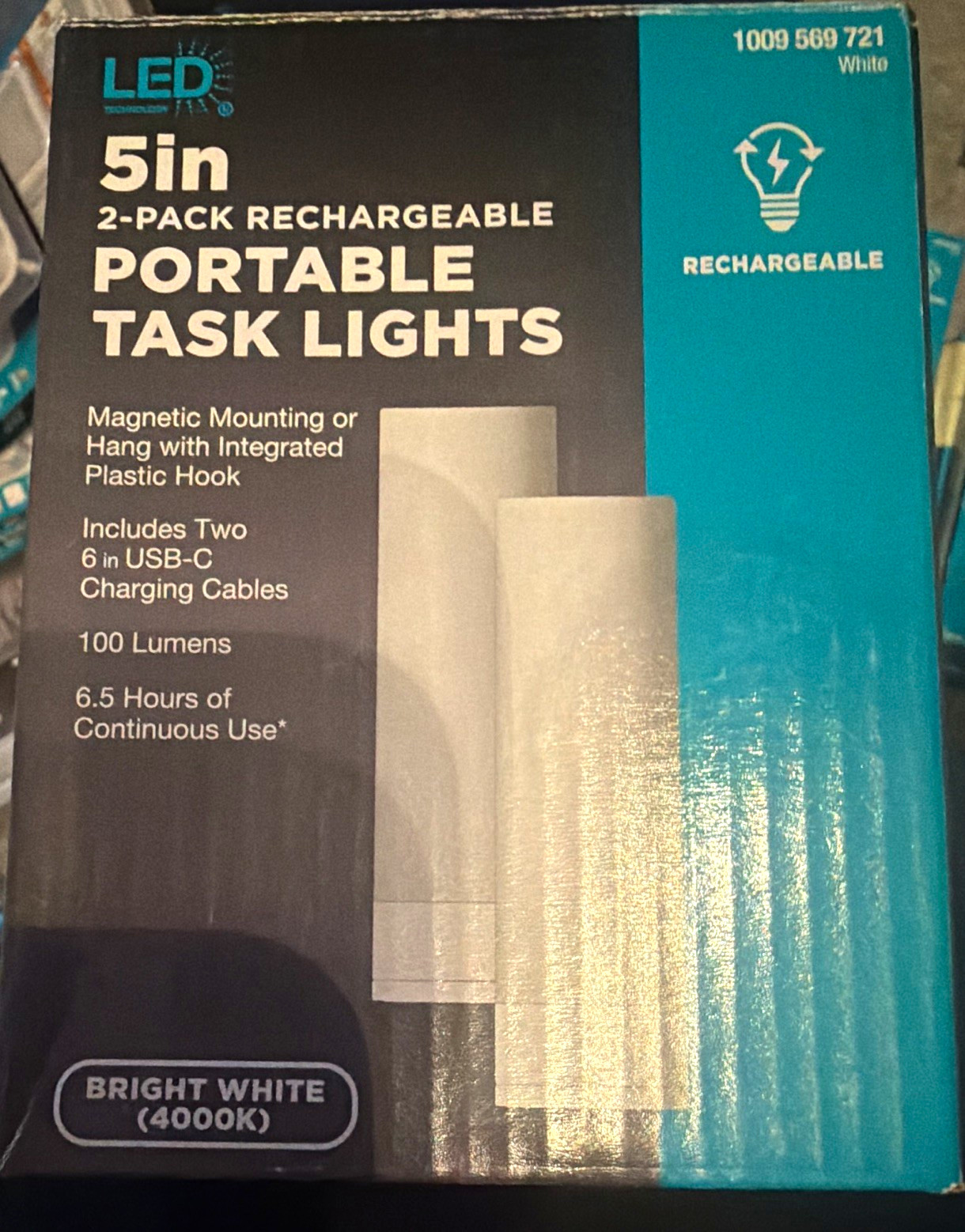 2 x 2 pack =4 Home Depot LED 5i2-Pk Recharge Portable Magnetic Task Light 100lm 2 x 2 pack =4 Home Depot LED 5i2-Pk Recharge Portable Magnetic Task Light 100lm