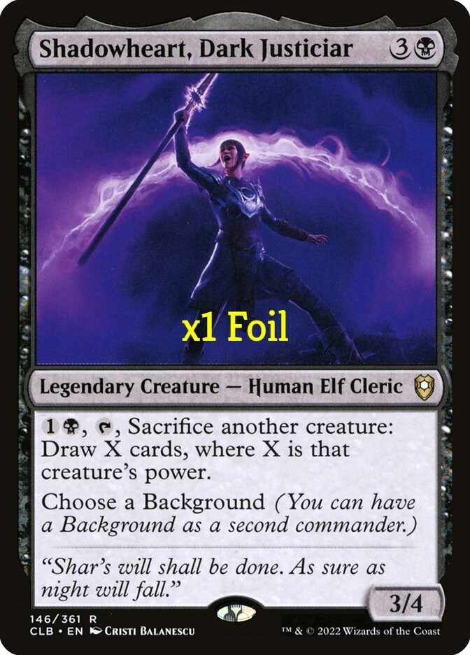 MTG Foil CMR: Battle for Baldur\'s Gate CLB Shadowheart, Dark Justiciar MINT MTG Foil CMR: Battle for Baldur\'s Gate CLB Shadowheart, Dark Justiciar MINT
