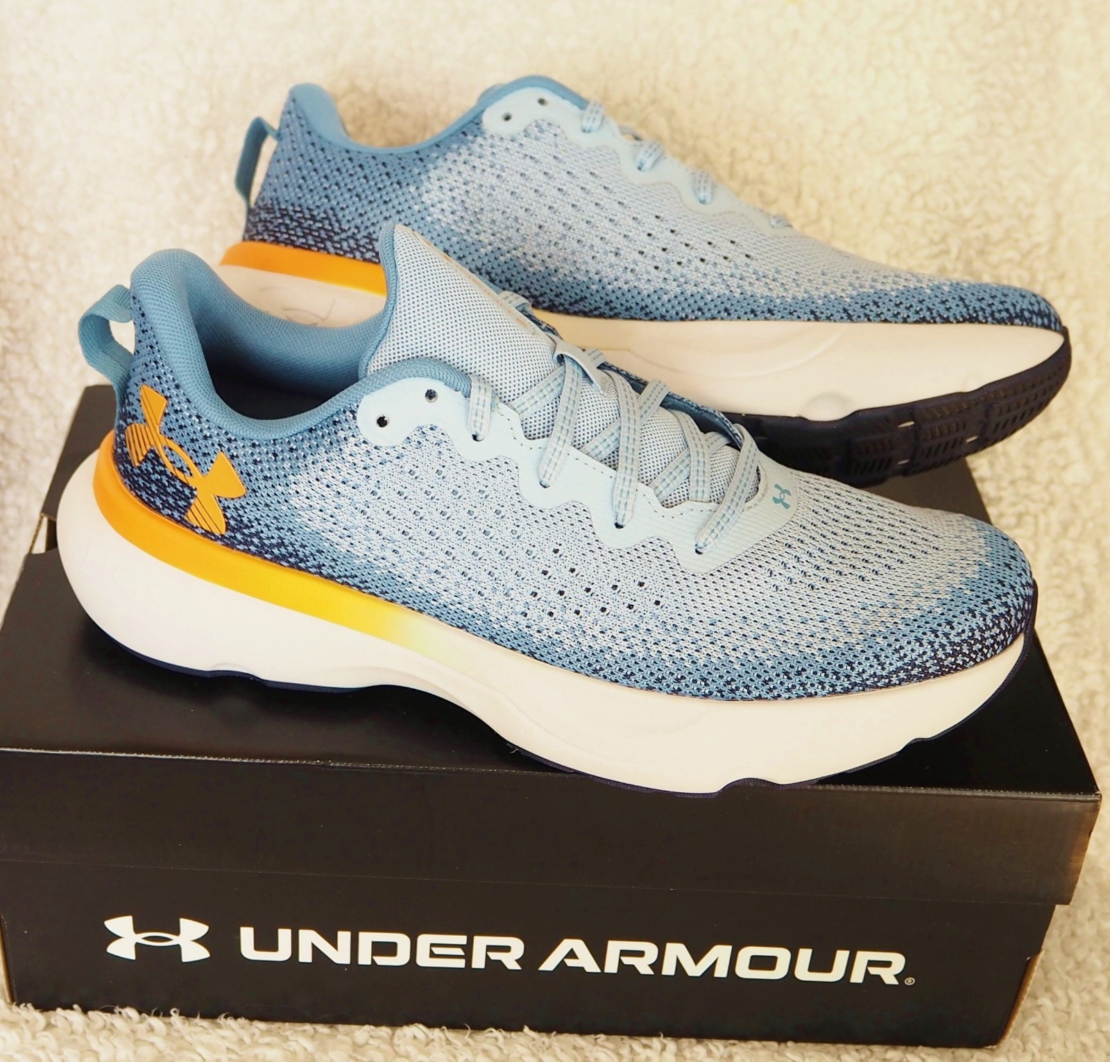 NIB Mens Under Armour UA Infinite HOVR Comfort Deluxe Athletic Shoes Blue S 10