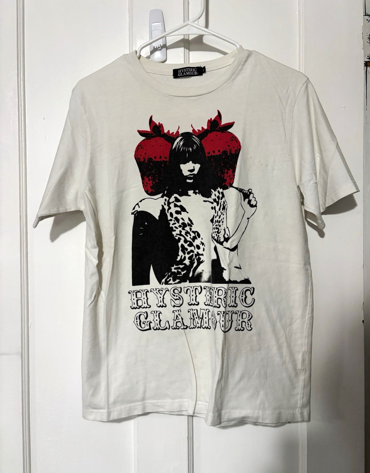 Hysteric Glamour Men\'s White Red Black Graphic Logo Crew Neck Tee L