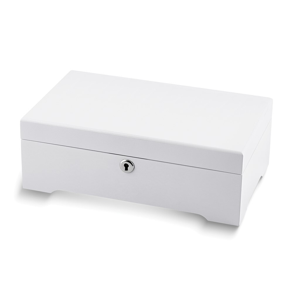 Luxury Giftware White Painted Matte Finish Wooden Velour Lining Jewelry Box Luxury Giftware White Painted Matte Finish Wooden Velour Lining Jewelry Box
