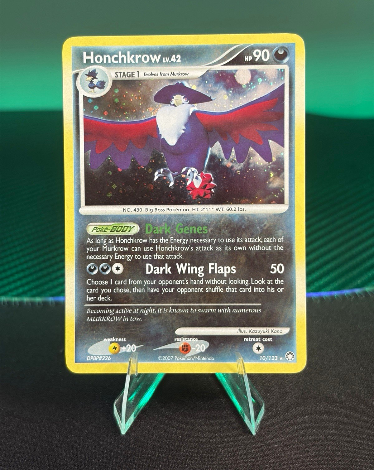 Nintendo Pokémon TCG Secret Wonders Honchkrow 10/123 Holo Rare English 2007 Nintendo Pokémon TCG Secret Wonders Honchkrow 10/123 Holo Rare English 2007