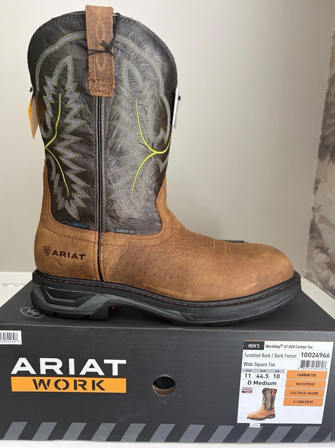 Ariat Men’s Workhog XT H2O carbon Toe Waterproof Boots Size 11D