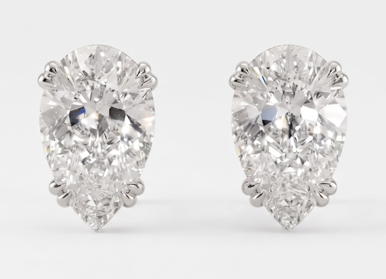 7.50 Ct Certified Pear Cut Diamond Solitaire Studs-Great Shine-Gift For Birthday